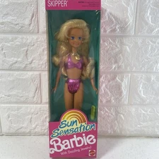 Sun Sensation Skipper Doll 1446 NRFB 1991 Mattel Barbie Beach Swim
