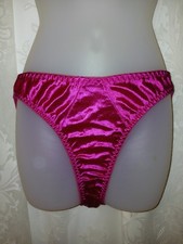 Vintage 90s Hot Pink Wet Look Satin Nylon Second Skin Hi-Cut Panties L EUC
