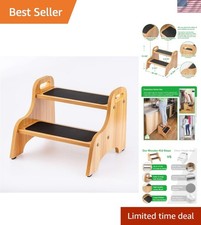 Versatile Wooden 2-Step Stool for Kids - Perfect for Kitchen, Bathroom More