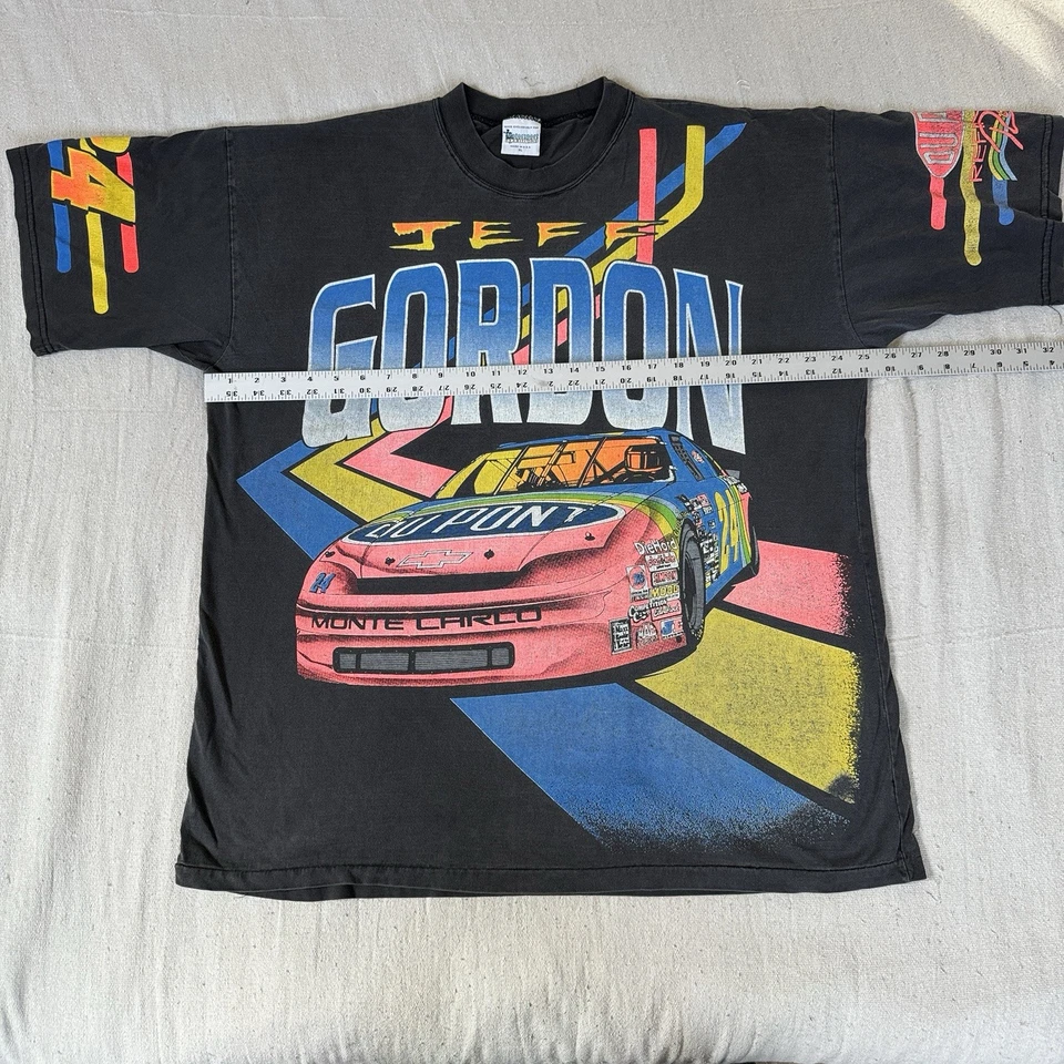 Camiseta NASCAR VINTAGE Jeff Gordon 1995 XL Smokin The Competition Negra AOP RARA Foto 4 de 4