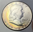Rainbow Toned 1963-D Franklin Half Dollar, Uncirculated Dual Side Toner