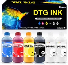 DTG Ink 500ml Set for F2000 F2100 P600 P800 DX5 DX6 Printers 6 Pack Garment Use