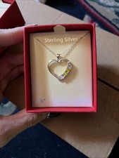 Sterling Silver Heart Shaped 18 Necklace with...