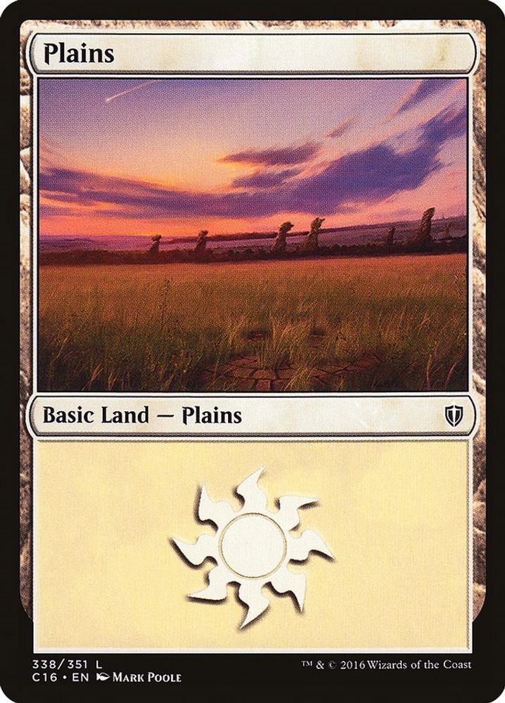 2016 Magic: The Gathering: Commander 2016 - Plains 338 (#338, L, Near Mint)