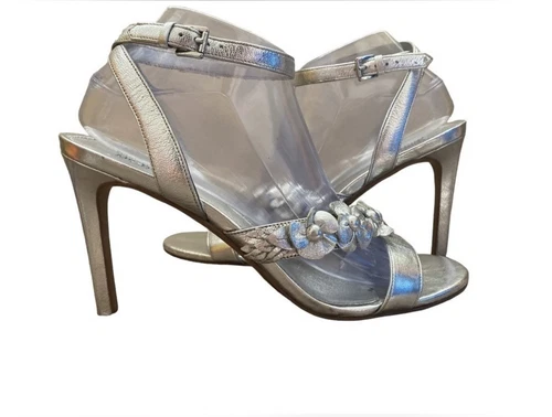 Abito Michael Kors argento floreale tacco donna taglia 9M ottime condizioni