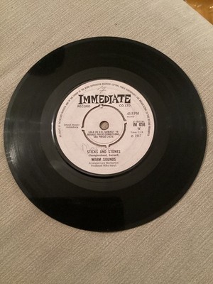 Warm Sounds - Sticks And Stones/ Angeline 7'' Single Immediate Record Vinyl 1967