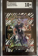 2023 Select Bijan Robinson Concourse Die-Cut Zebra Prizm RC #4 PSA 10 GEM MT 🔥