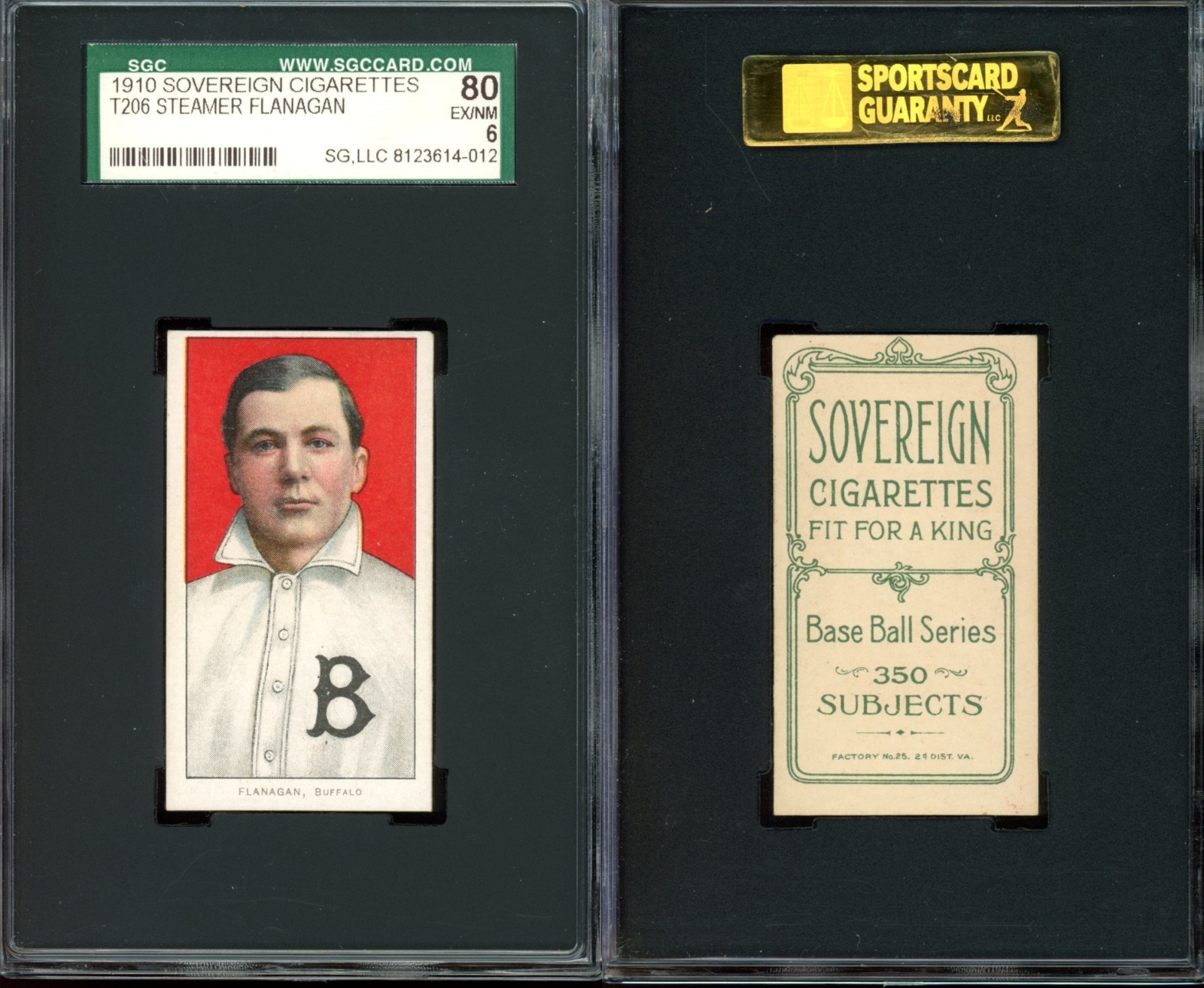 1909-1911 T206 Steamer Flanagan Buffalo Bisons Sovereign 350 ***SGC 6***