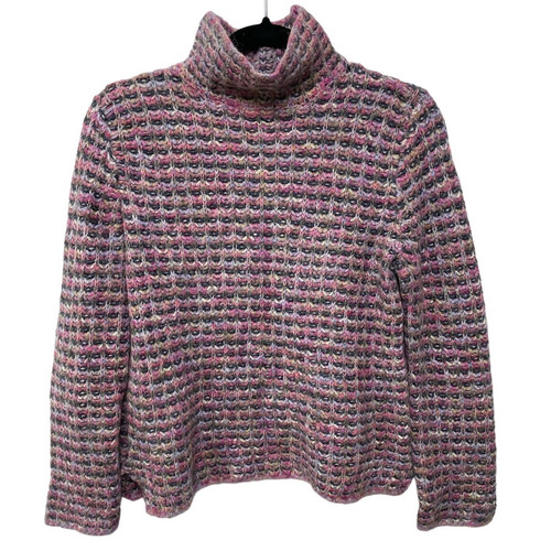 Women's Sigrid Olsen turtleneck sweater XS pink long sleeve fuzzy warm - Picture 1 of 9