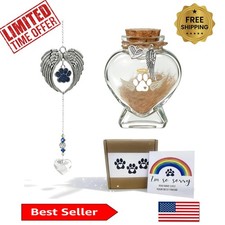 Beautiful Pet Memorial Gift Set - Sympathy Card, Crystal Heart Angel Wings