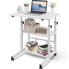 3 Tier Rolling Computer Desk Laptop Table Height Adjustable Study Table 60x40cm