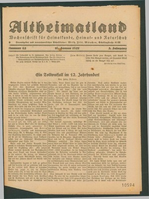 Altheimatland Wochenschrift für Heimatkunde, Heimat- und Naturschutz. 3. 4121549