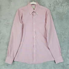 Brooks Brothers Dress Shirt Mens 15 34 Pink Check Non Iron Stretch Slim