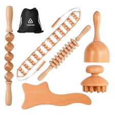 6-in-1 Wood Therapy Massage Tools with a Poly Bag   Lymphatic Drainage Mas