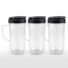 Paquete de 3 tazas altas de 22 oz con tapa para llevar pieza de repuesto Magic Bullet 250 W MB1001