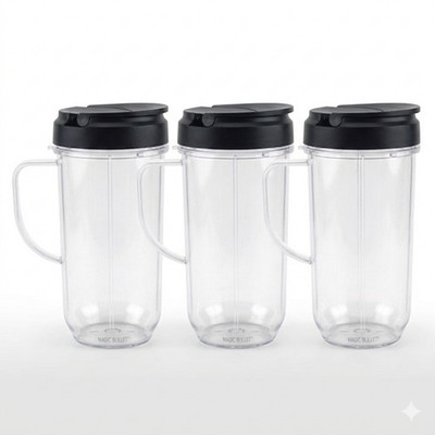 3 Pack 22 oz Tall Cup with To-Go Lid Replacement Part Magic Bullet 250W MB1001
