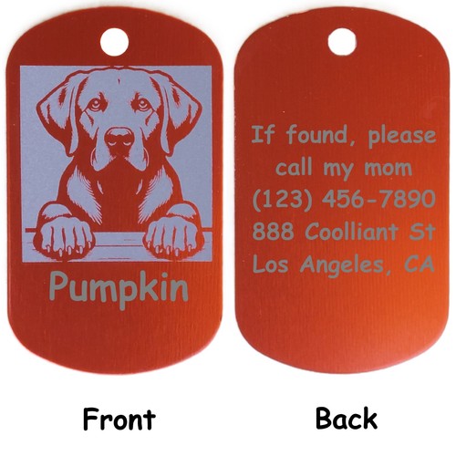 Personalisierter Labrador Retriever Hundeausweis/Namensschild im Militärstil für Haustierhalsband - Bild 12 von 69