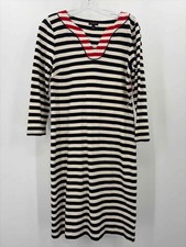 Pre-Owned Talbots Ivory Size Small Stripe Knee Length Long Sleeve Dress