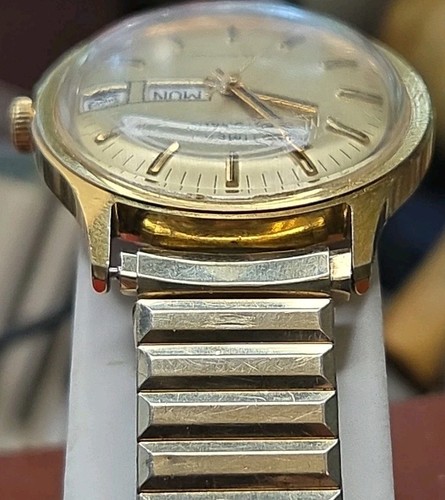Vintage Timex 1980 Automatic Day Date Gold Uhr & Band Top Zustand Läuft Gut - Bild 9 von 23