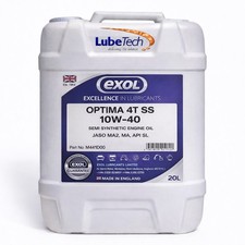EXOL SEMI SYNTHETIC 10W40 MOTORCYCLE FOUR STROKE OIL 20L SUITABLE FOR WET CLUTCH 3.50 per litre