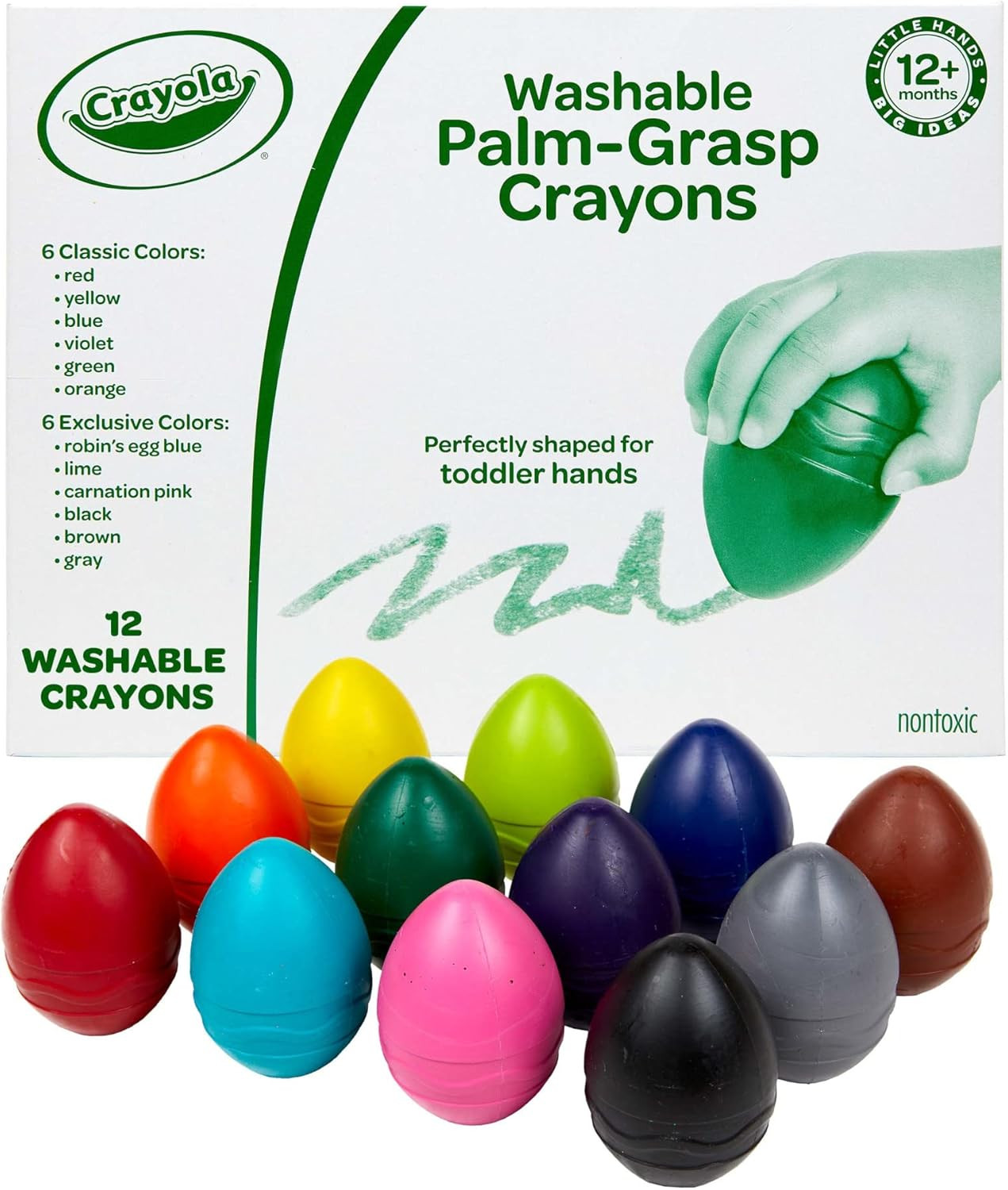 Crayola Jumbo Egg Crayons 12Ct - Washable Art Supplies for T