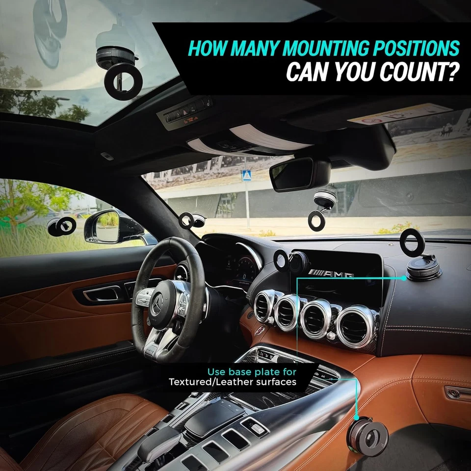 Magnetic Car Phone Holder Foldable Vacuum 360° Rotating Suction Cup Phone Mount - Image 4 of 4