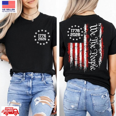USA 250th Anniversary We The People Patriotic Flag T-Shirt 1776-2026