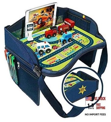 Kids Travel Tray, Toddler Car Seat Tray, Activity Organizer, PREMIUM BLUE