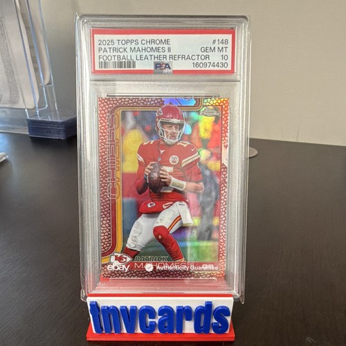 Topps 2025 Topps Chrome Football Patrick Mahomes II Chiefs #148 Leather PSA 10