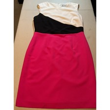 Kasper Color Block Sheath Dress Pink Black White Business Career Size 12