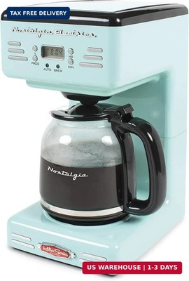 Nostalgia Retro 12-Cup Programmable Coffee Maker With LED Display, Automatic Shu