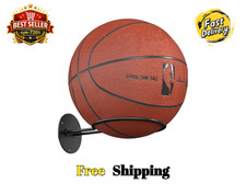 Ball Storage Holder Wall Mount: Black Room Decor for Basketball, Rugby, Soccer,