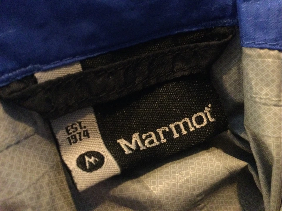 Marmot Small Black Blue Hooded Rain Coat Jacket  - Image 3 of 4