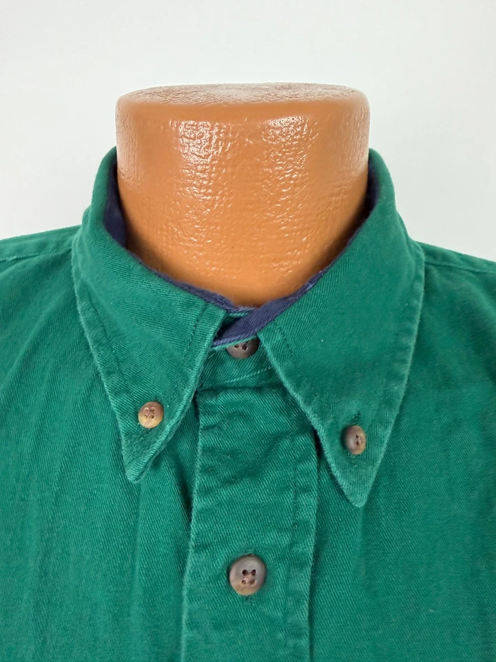 Vintage 90s Forest Green Shirt Men XL TALL Button Up Minimal Drop Shoulder Heavy - Image 4 of 4