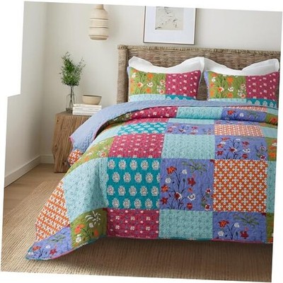  3-Piece Quilt Set   Size with 2 Shams, Summer Lightweight King All is Bright