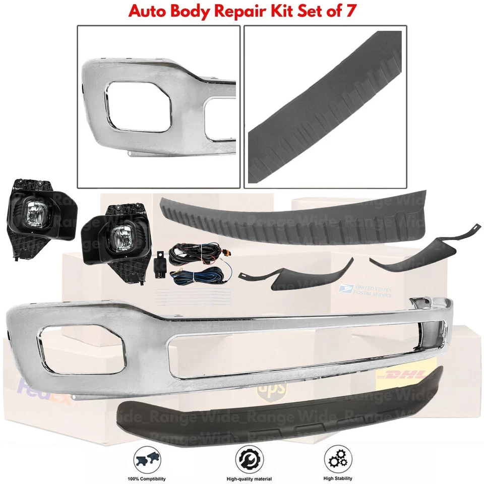 Front Bumper Chrome & Fog Lights Kit For 2011-2016 Ford F-250 F-350 Super Duty Foto 2 de 4