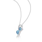 925 Sterling Silver Double Heart London Blue Topaz Pendant With 0.01 CTW Diamond — photo 3