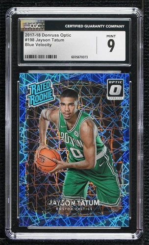 2017 Donruss Optic Rated Blue Velocity Prizm Jayson Tatum CGC 9 Mint Rookie RC