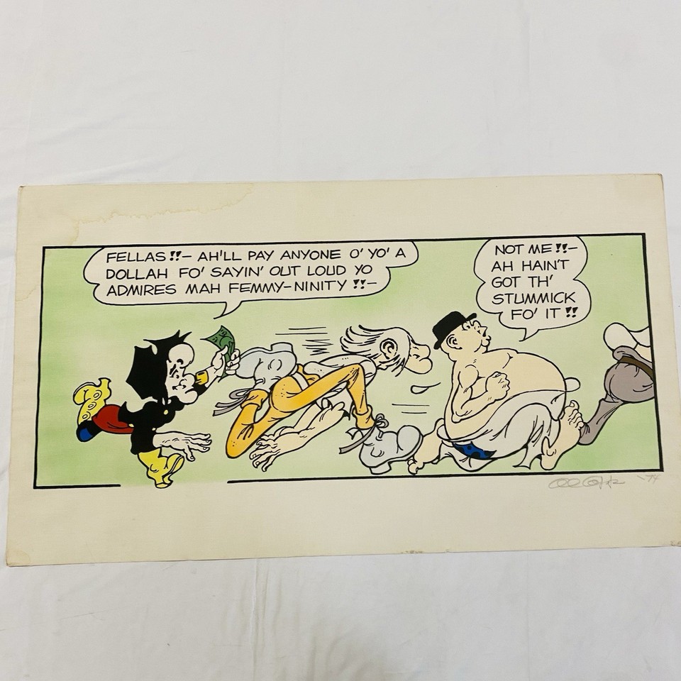 AL CAPP SIGNED 1974 LIL ABNER 22.5x40� ORIGINAL LITHO CARTOON CELL ART VINTAGE Comic Art