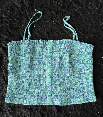 Roller Rabbit x Target Blue Green Floral Spaghetti Strap Tank-Size  XS