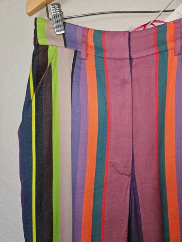 NWT Mara Hoffman Aura Arpeggio Striped Pants 4 Rainbow Multi Anthropologie - Picture 11 of 17