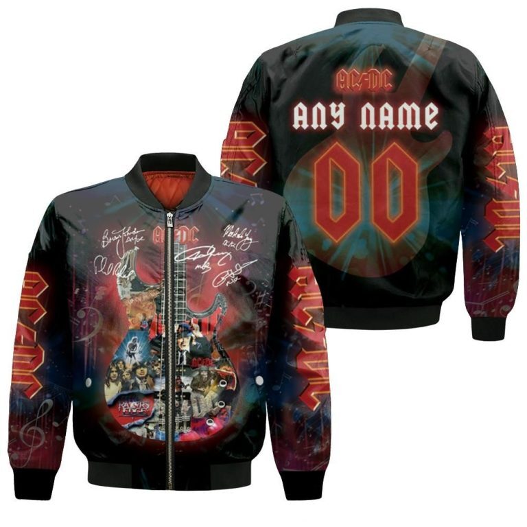 ACDC Guitar3D Custom Name Number For ACDC Fans Bomber Jacket