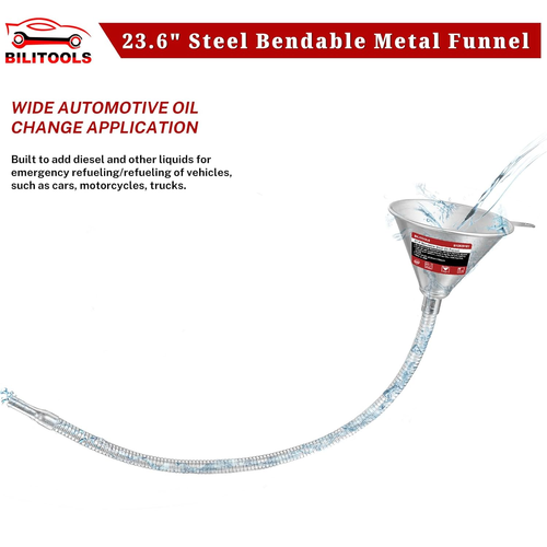 24.8" Metal Flexible Oil Funnel with Filter for Automotive Use Oil Fluids Change - Picture 5 of 12