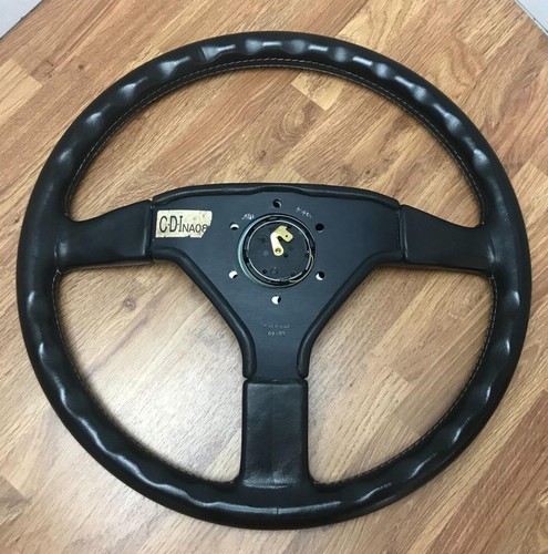 Genuine Momo Ghibli 3 spoke 370mm black leather steering wheel. Dated 1993. 7A - Picture 14 of 16