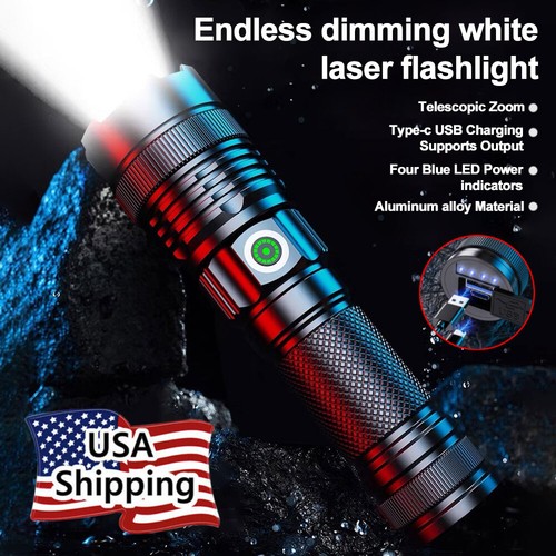 Torcia LEP 30W torcia super luminosa caccia luce bianca batteria integrata US - Foto 2 di 22