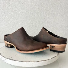 Lane Plain Jane Mule Womens 7 Brown Leather Cowboy Boots Short Western Cowgirl