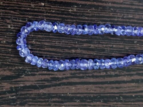 Natural Tanzanite Rondelles Faceted Roundel 8" Strand 4 mm Faceted Bead Stones - Picture 1 of 6