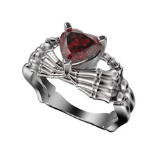 Claddagh Ring Black Heart Gem Sterling Silver Gothic Skull Engagement Ring