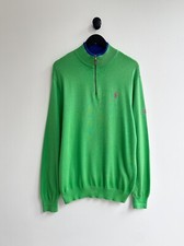 Polo Ralph Lauren Green Half Zip Jumper Sweater Pullover Size L mens