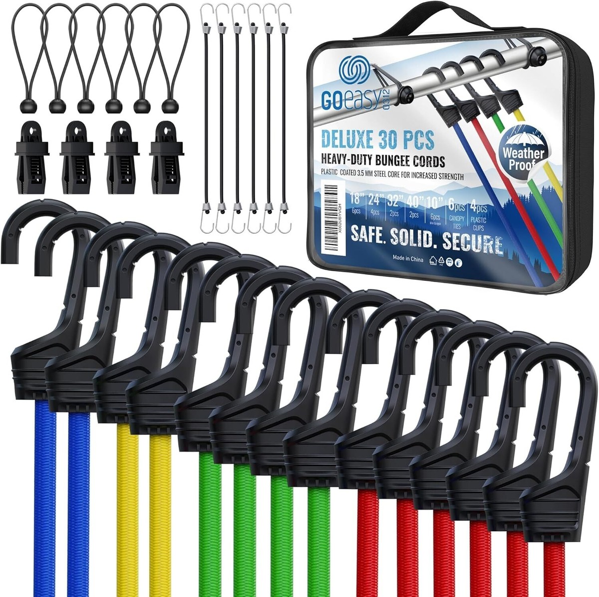 6-Piece Heavy Duty Bungee Cords With Carabiner Hooks – 24 Inch UV Resistant Straps For Outdoor Gear, Camping, & Travel - View #8